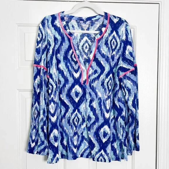Lilly Pulitzer Kalissa Knit Tunic in Blue Swish Skipped A Beach - Picture 3 of 8